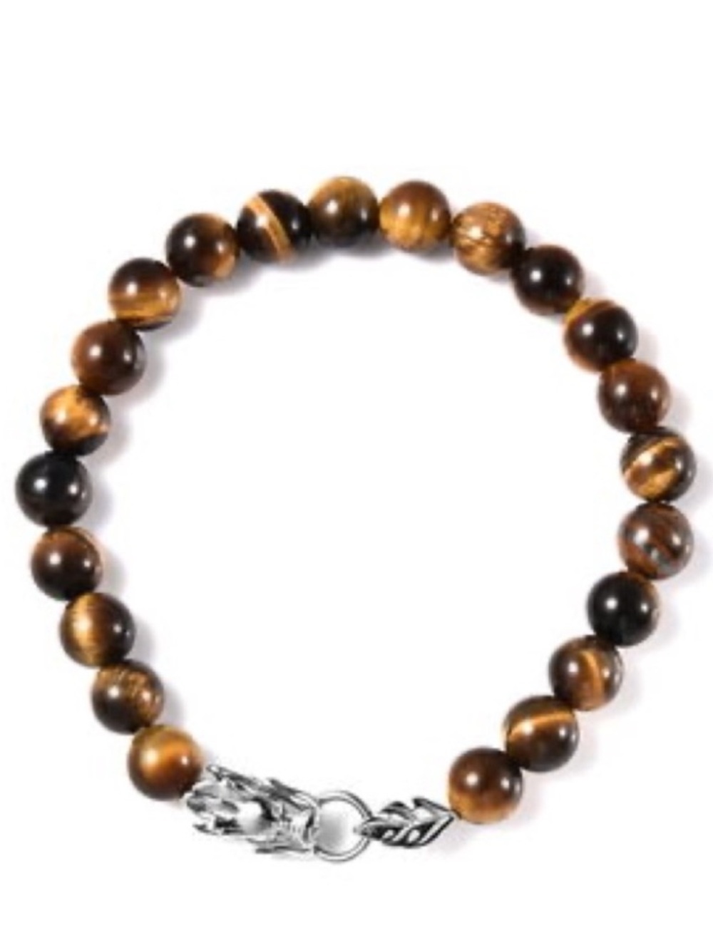 Yellow Tiger’s Eye Stretch Bracelet with Dragon